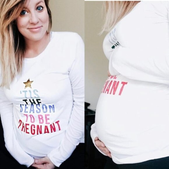 Motherhood Maternity | "Tis The Season To Be Pregnant" Tee | Size Extra Small - Picture 1 of 11